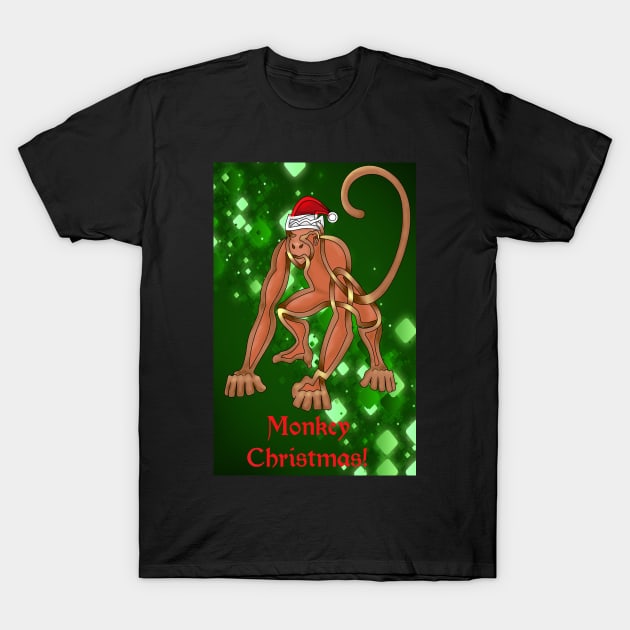 Monkey Christmas T-Shirt by KnotYourWorld4